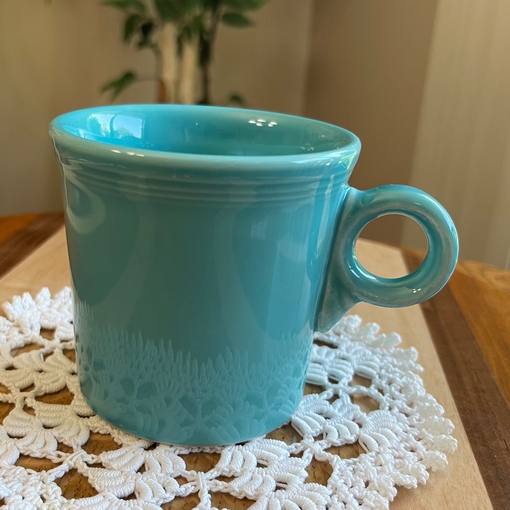 Vintage Fiestaware Coffee Cup Mug Turquoise Ring Handle 8 Oz Homer Laughlin 1998